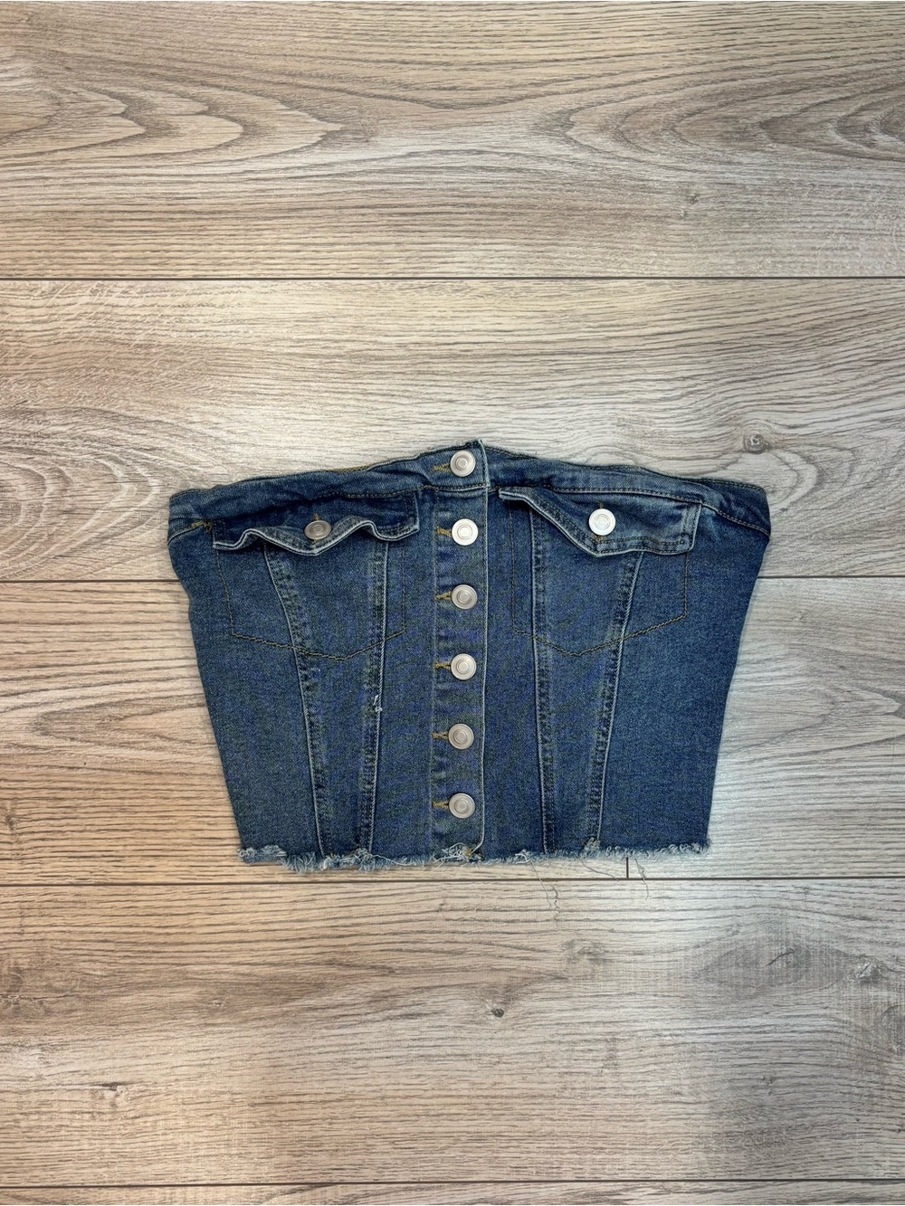 Windsor Y2K Denim Strapless Corset Tube Top Medium